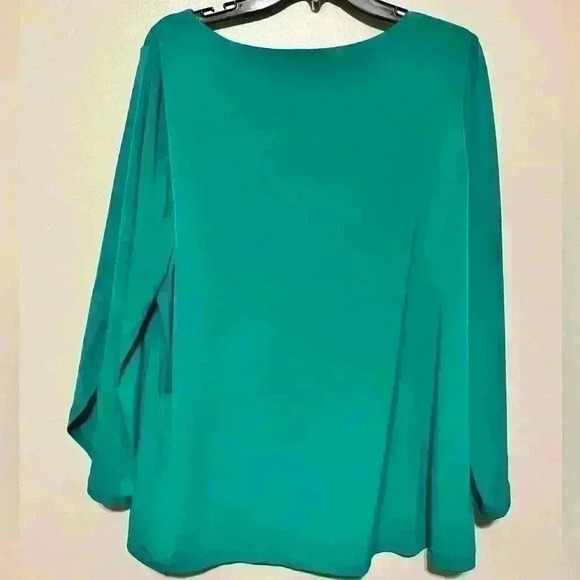 Susan Graver Liquid Knit Turquoise Blue Assymetrical Top Size XL - Picture 1 of 6